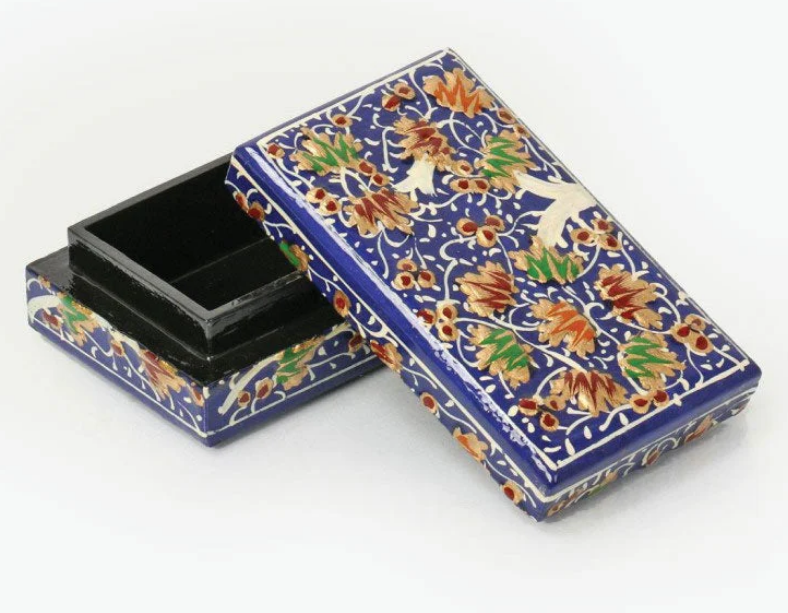 Blue Flower Tree "Handmade" Paper Mache Box