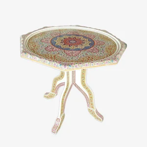 White Base Floral Designed Hand Crafted Table Pure hand Work