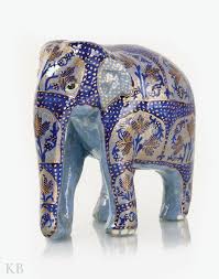 Paper Mache Wood Craft Elephant (Multicolor,