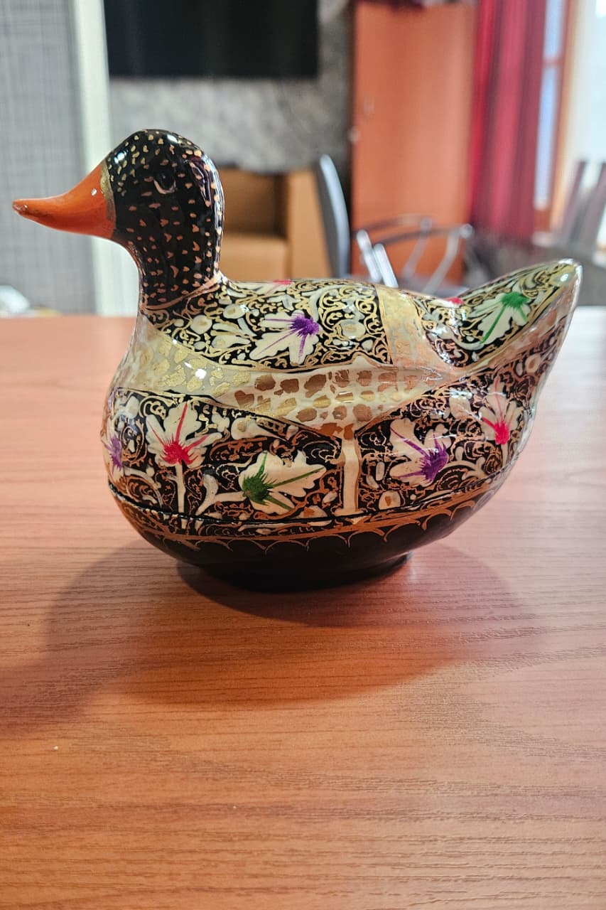 HAND MADE PAPIER MACHE DUCK 4 Inches - Image 2